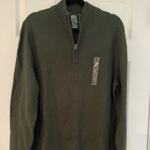 NEW Mens Sonoma 1/4 Zip Sweater Army Green XL